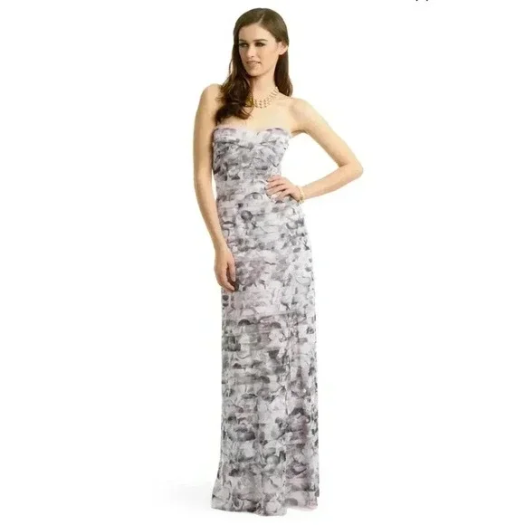 BCBGMAXAZRIA Erika Watercolor Tiered Gown size S strapless - Picture 9 of 10